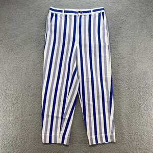 Madewell Tapered Pants Womens Size 27 High Rise Stretch Striped Blue White Crop